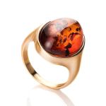 Gold-Plated Ring With Cognac Amber The Goji, Ring Size: 11.5 / 21, image 