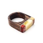 Handcrafted Wenge Wood Ring With Honey Amber The Indonesia, image 