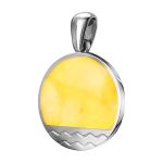 Round Amber Pendant In Sterling Silver The Monaco, image 