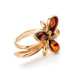 Gold-Plated Ring With Cognac Amber The Verbena, Ring Size: 11.5 / 21, image 