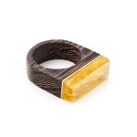 Handmade Wenge Wood Ring With Honey Amber The Indonesia, image 