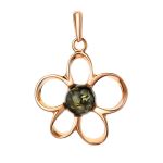 Adorable Floral Ring In Gold-Plated Silver With Green Amber The Daisy, Ring Size: 10 / 20, image , picture 6