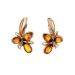 Gold-Plated Earrings With Cognac Amber The Verbena, image 