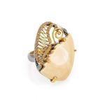 Adjustable Mammoth Tusk Ring In Gold-Plated Silver The Era, Ring Size: Adjustable, image 