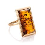 Bold Gold-Plated Ring With Cognac Amber The Chelsea, Ring Size: 12 / 21.5, image 