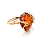 Gold-Plated Silver Ring With Cognac Amber The Palermo, Ring Size: 7 / 17.5, image 