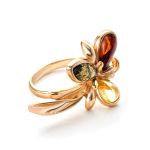 Multicolor Amber Ring In Gold-Plated Ring The Verbena, Ring Size: 8.5 / 18.5, image 