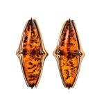 Gold-Plated Silver Earrings With Cognac Amber The Barcelona, image 