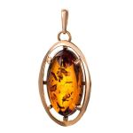 Gold-Plated Pendant With Cognac Amber The Elegy, image 