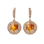 Gorgeous Amber Ring In Gold-Plated Silver With Crystals The Venus, Ring Size: 12 / 21.5, image , picture 5