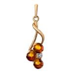 Gold-Plated Pendant With Cognac Amber And Crystals The Mimosa, image 