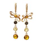Gold-Plated Dangle Pendant With Multicolor Amber The Caprice, image , picture 5