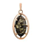 Oval Gold-Plated Pendant With Green Amber The Elegy, image 