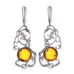 Voluptuous Silver Drop Earrings With Cognac Amber The Tivoli, image 