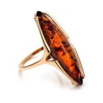 Gold-Plated Silver Ring With Cognac Amber The Barcelona​, Ring Size: 11.5 / 21, image 