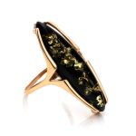 Gold-Plated Silver Ring With Green Amber The Barcelona​, Ring Size: 6.5 / 17, image 