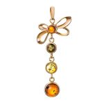 Gold-Plated Dangle Pendant With Multicolor Amber The Caprice, image 