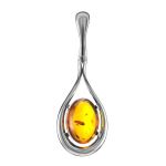 Drop Pendant With Cognac Amber In Silver The Sonnet, image 