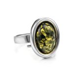 Adjustable Amber Ring In Sterling Silver The Goji, Ring Size: Adjustable, image 