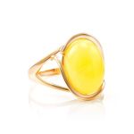 Golden Ring With Bold Butterscotch Amber Stone The Strauss, Ring Size: 9 / 19, image 