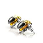 Amber Stud Earrings In Sterling Silver The Scarab, image 