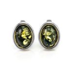 Sterling Silver Earrings With Green Amber The Goji, image 