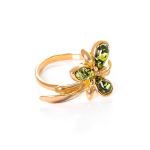 Gold-Plated Ring With Green Amber The Verbena, Ring Size: 7 / 17.5, image 
