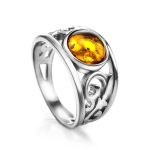 Cognac Amber Ring In Sterling Silver The Scheherazade, Ring Size: 11.5 / 21, image 
