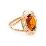 Golden Ring With Luminous Cognac Amber The Ellas, Ring Size: 9.5 / 19.5, image 