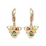 Drop Amber Earrings In Gold-Plated Silver With Crystals The Edelweiss, image 