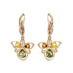 Multicolor Amber Ring In Gold-Plated Silver With Crystals The Edelweiss, Ring Size: 6.5 / 17, image , picture 7