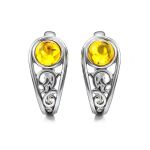 Cute Silver Earrings With Cognac Amber The Scheherazade, image 