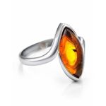 Sterling Silver Ring With Bright Cognac Amber The Amaranth, Ring Size: 4 / 15, image 