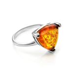 Cute Silver Ring With Cognac Amber The Etude, Ring Size: 12 / 21.5, image 