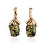 Gold-Plated Earrings With Green Amber The Crocus, image 
