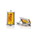 Geometric Silver Pendant With Cognac Amber The Chelsea, image , picture 7