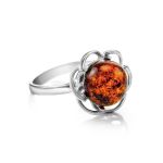 Charming Amber Ring In Sterling Silver The Daisy, Ring Size: 9.5 / 19.5, image 
