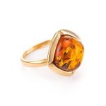 Gold-Plated Silver Ring With Cognac Amber The Zephyr​, Ring Size: 11 / 20.5, image 