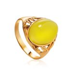 Oval Amber Ring In Gold-Plated Silver The Carmen, Ring Size: 12 / 21.5, image 