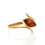 Elegant Amber Ring In Gold-Plated Silver The Adagio, Ring Size: 6 / 16.5, image 