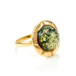 Gold-Plated Silver Ring With Green Amber The Zephyr, Ring Size: 10 / 20, image 