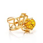 Adjustable Gold-Plated Ring With Lemon Amber The Flamenco, Ring Size: Adjustable, image 