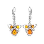 Bold Silver Ring With Cognac Amber And Crystals The Edelweiss, Ring Size: 11.5 / 21, image , picture 7