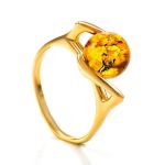 Bright Amber Ring In Gold-Plated Silver The Aldebaran, Ring Size: 9 / 19, image 