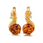 Voluptuous Amber Ring In Gold-Plated Silver With Crystals The Swan, Ring Size: 11.5 / 21, image , picture 6