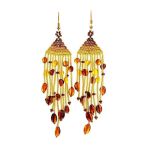 Braided Earrings With Cognac Amber And Yellowish Glass Beads The Fable, image 
