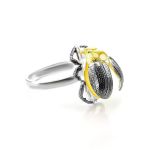 Honey Amber Ring In Sterling Silver The Scarab, Ring Size: 7 / 17.5, image 