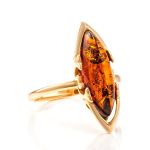 Adorable Gold-Plated Ring With Cognac Amber The Ballade, Ring Size: 8.5 / 18.5, image 