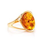 Gold-Plated Ring With Cognac Amber The Strauss, Ring Size: 8 / 18, image 
