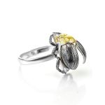 Green Amber Ring In Sterling Silver Ring The Scarab, Ring Size: 4 / 15, image 
